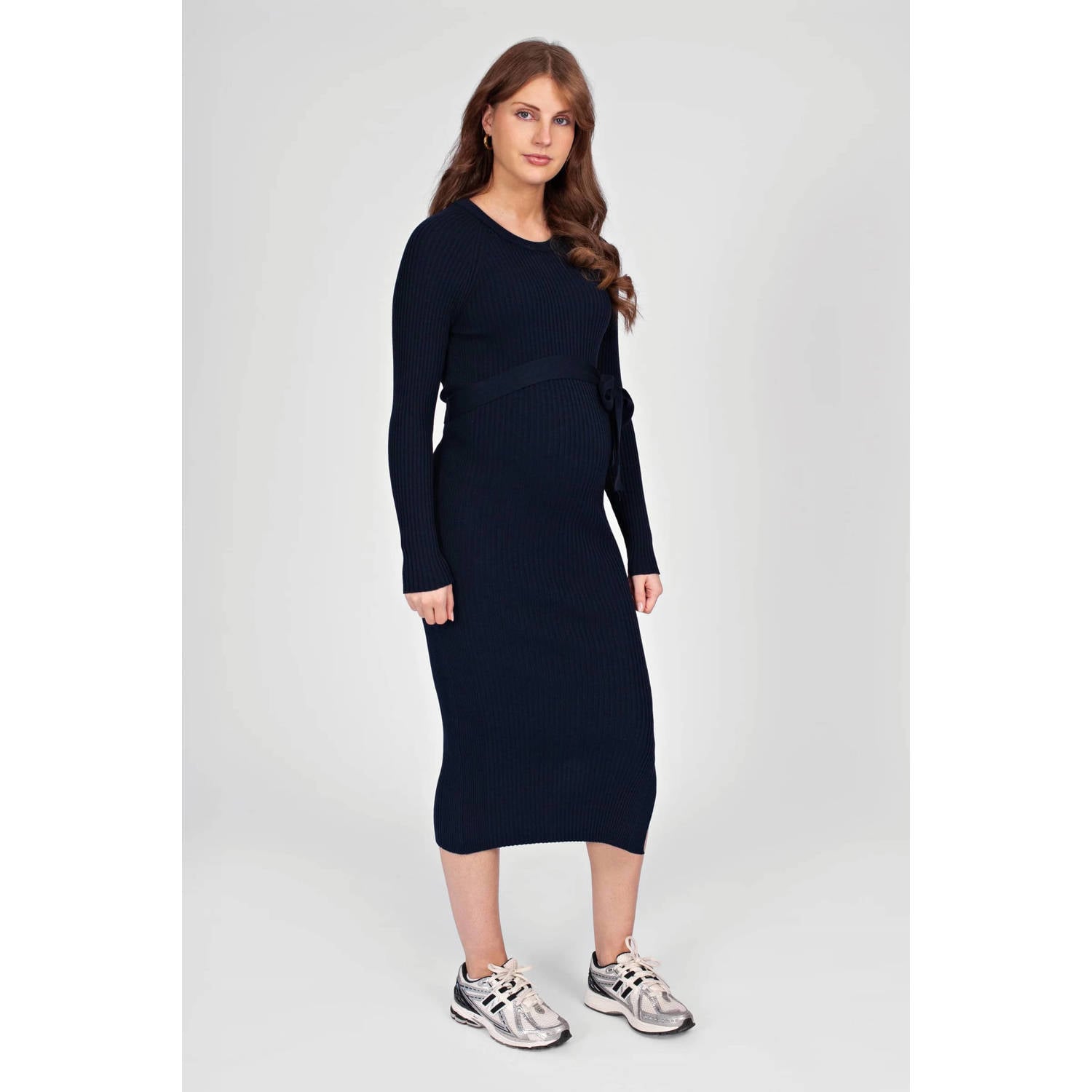 LOVE2WAIT midi zwangerschapsjurk met split marineblauw