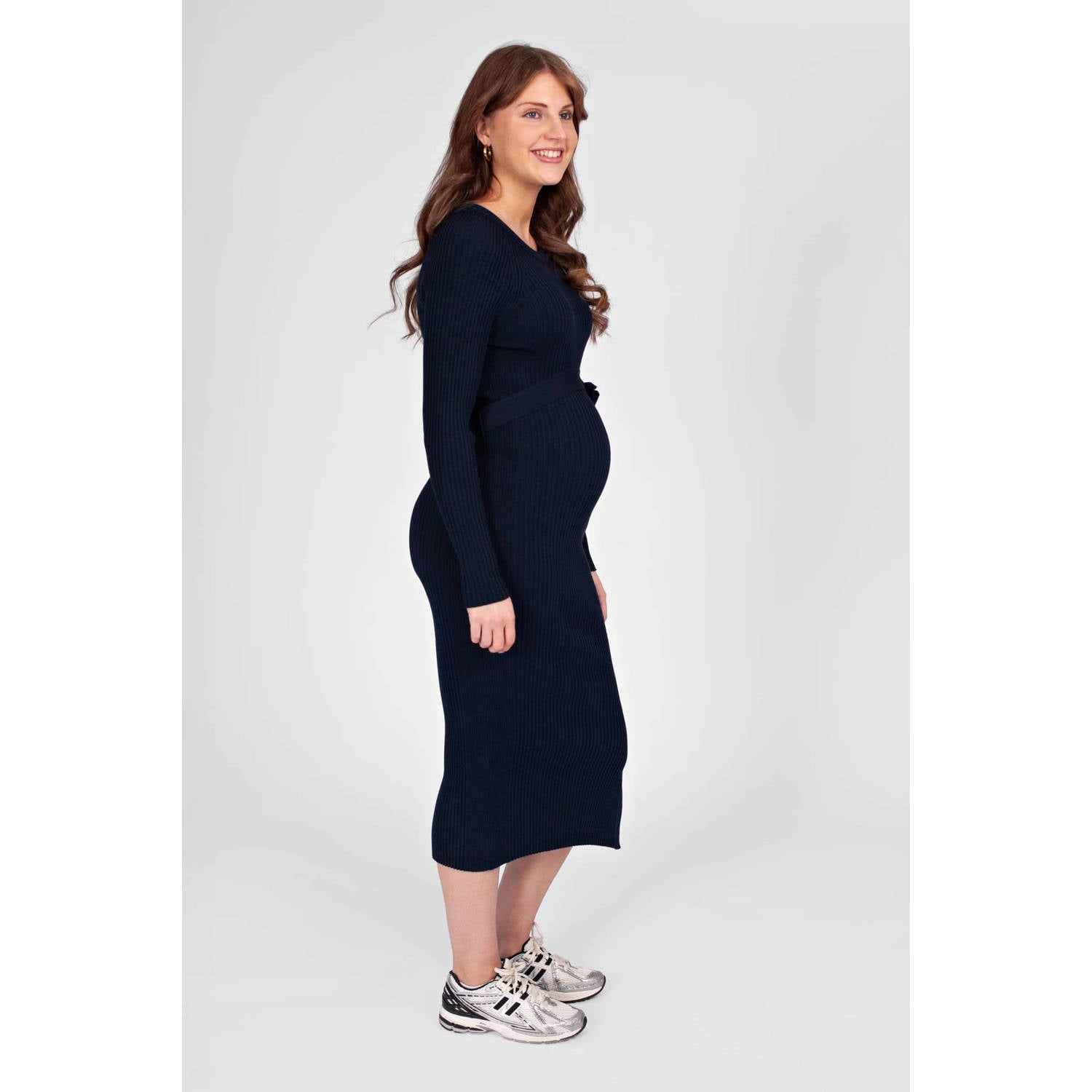 LOVE2WAIT midi zwangerschapsjurk met split marineblauw