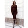 LOVE2WAIT zwangerschaps gebreide midi jurk met ceintuur en split - donkerbruin