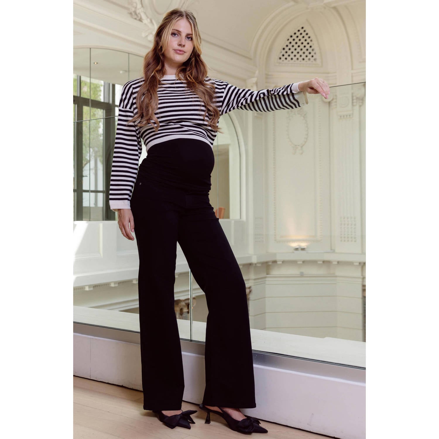 LOVE2WAIT Julia zwangerschaps wide leg jeans zwart