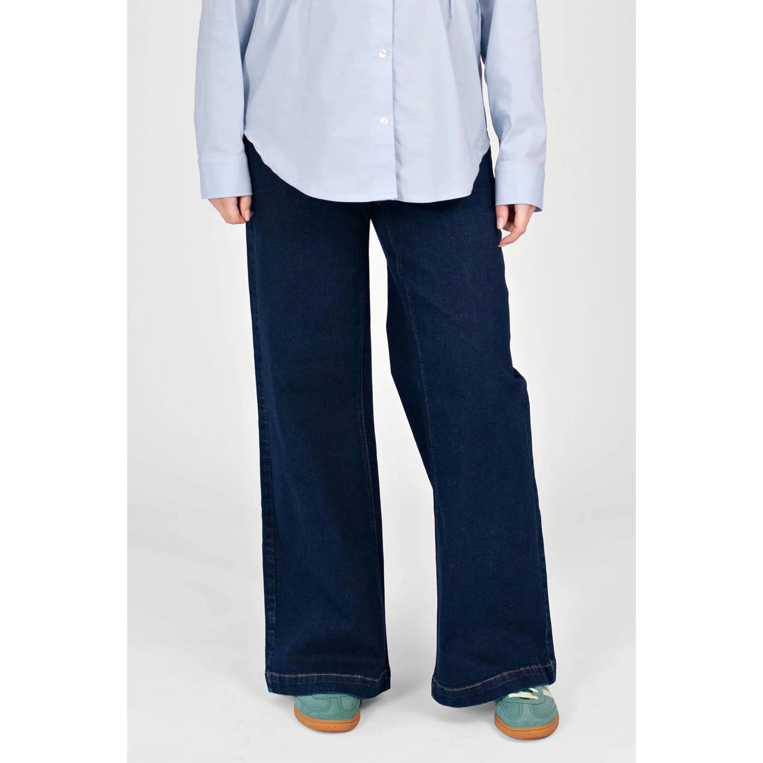 LOVE2WAIT Jill wide leg zwangerschaps jeans donkerblauw