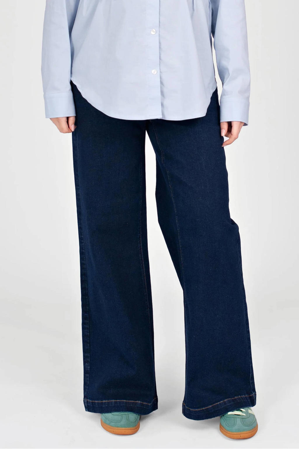 LOVE2WAIT Jill wide leg zwangerschaps jeans - donkerblauw