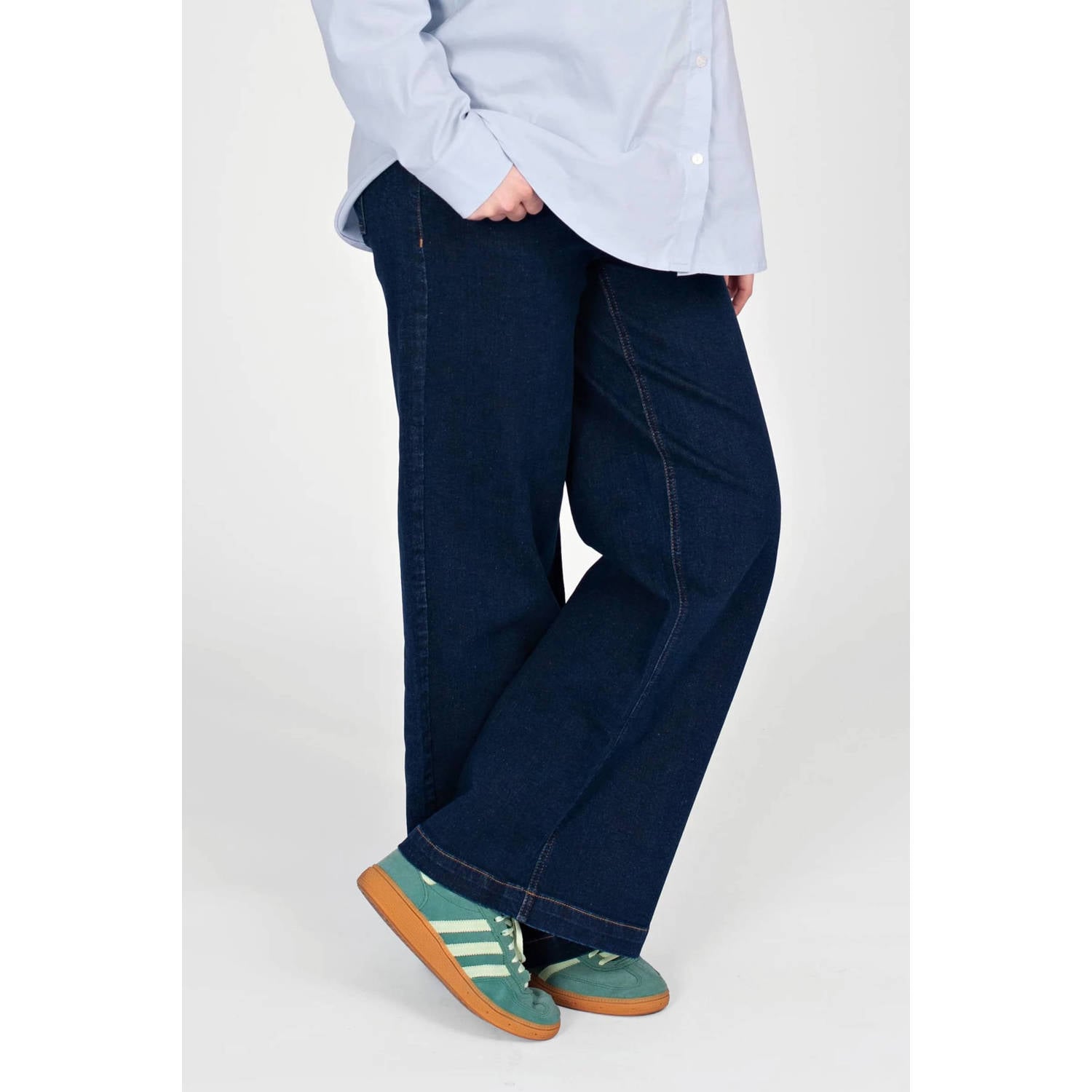 LOVE2WAIT Jill wide leg zwangerschaps jeans donkerblauw