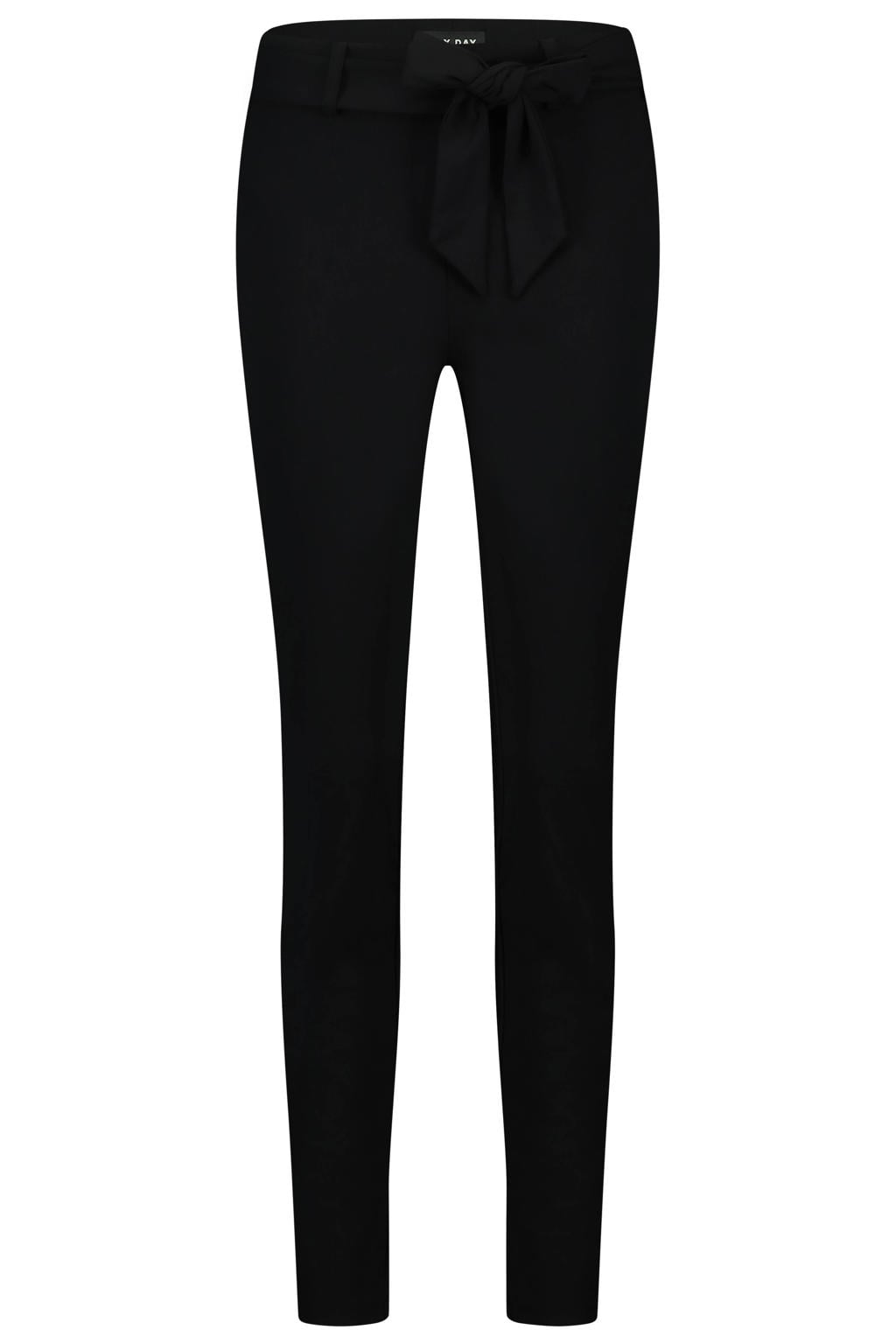 Lady Day travelstof straight leg high waist broek - zwart