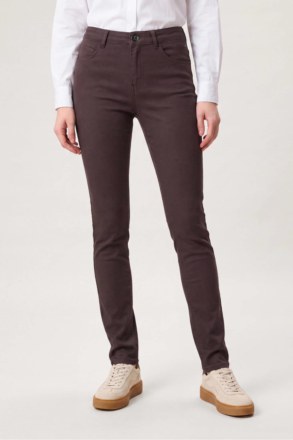 Miss Etam slim fit casual broek - donkerbruin