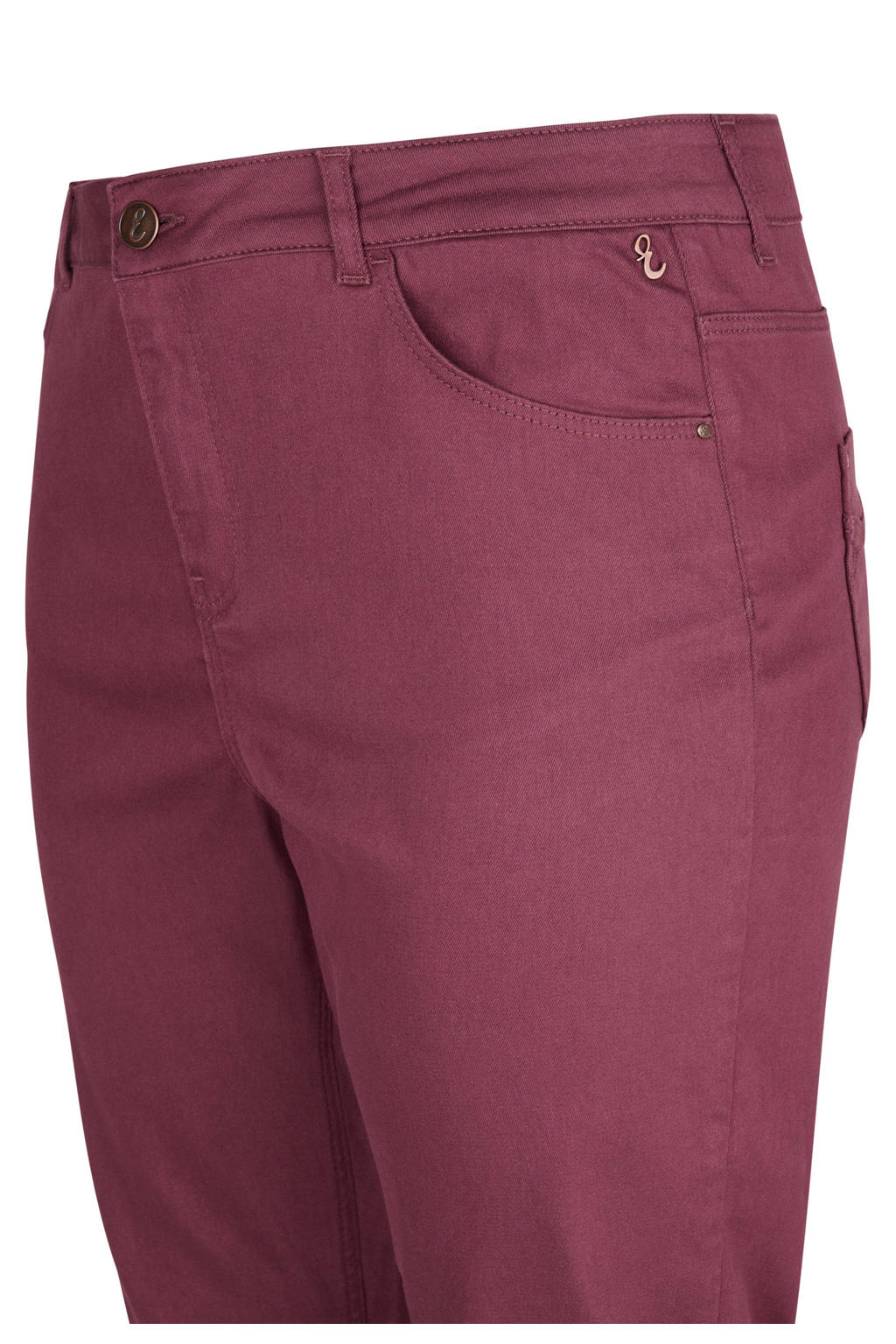 Miss Etam Plus slim fit broek - donkerrood