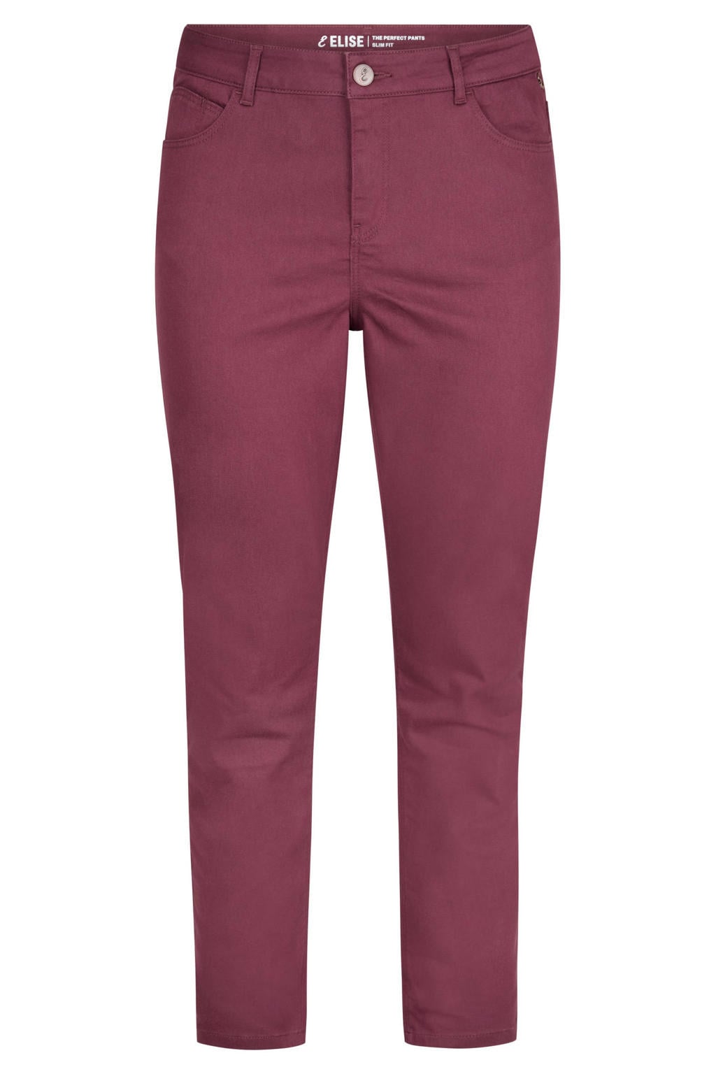 Miss Etam Plus slim fit broek - donkerrood