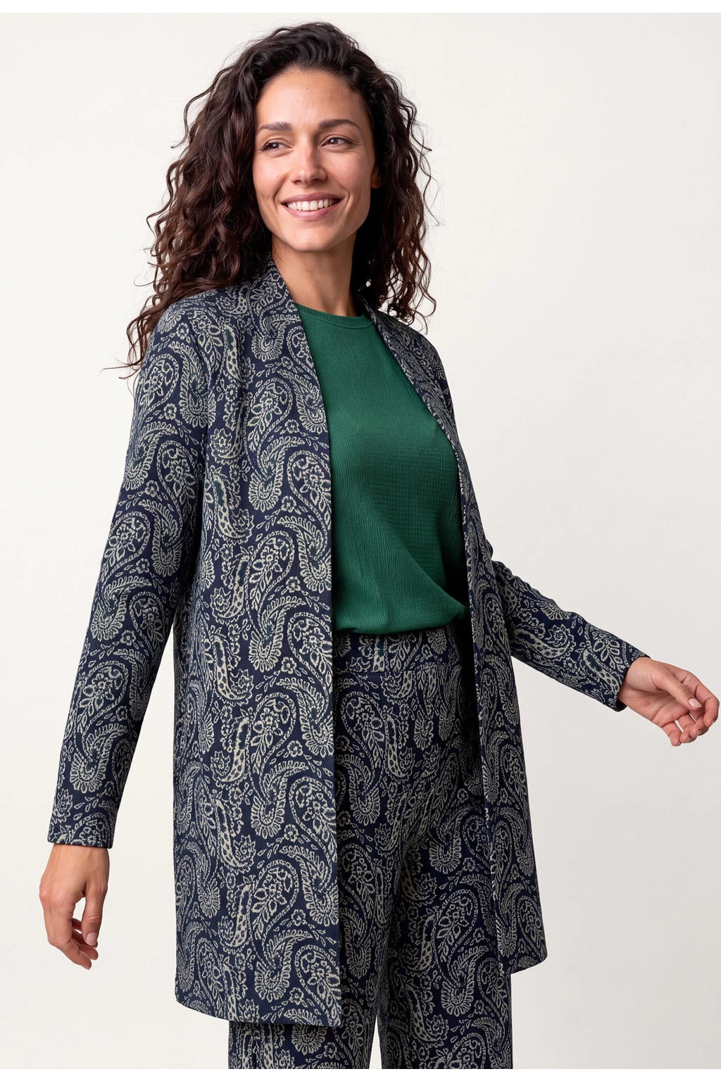 Miss Etam lange vest met print - donkerblauw