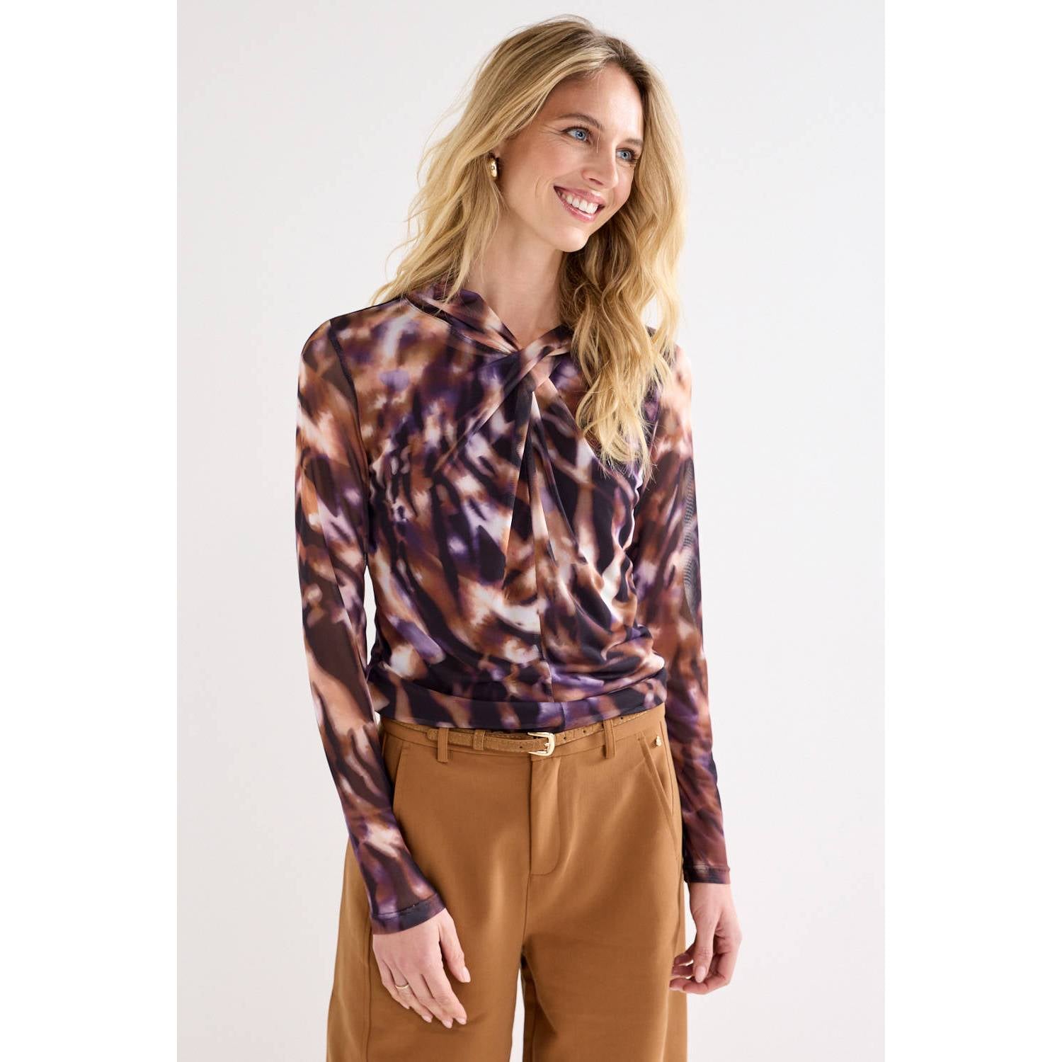 Tramontana top met print paars