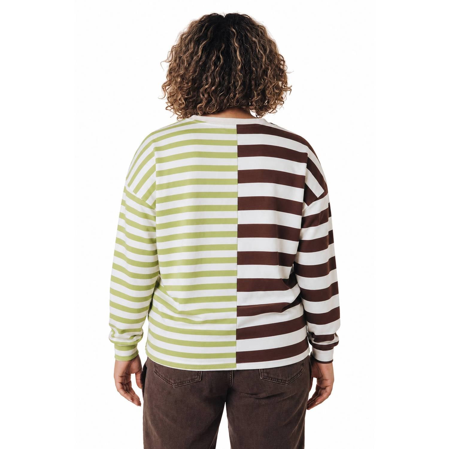 Colourful Rebel Curve Plus Size gestreepte top bruin groen