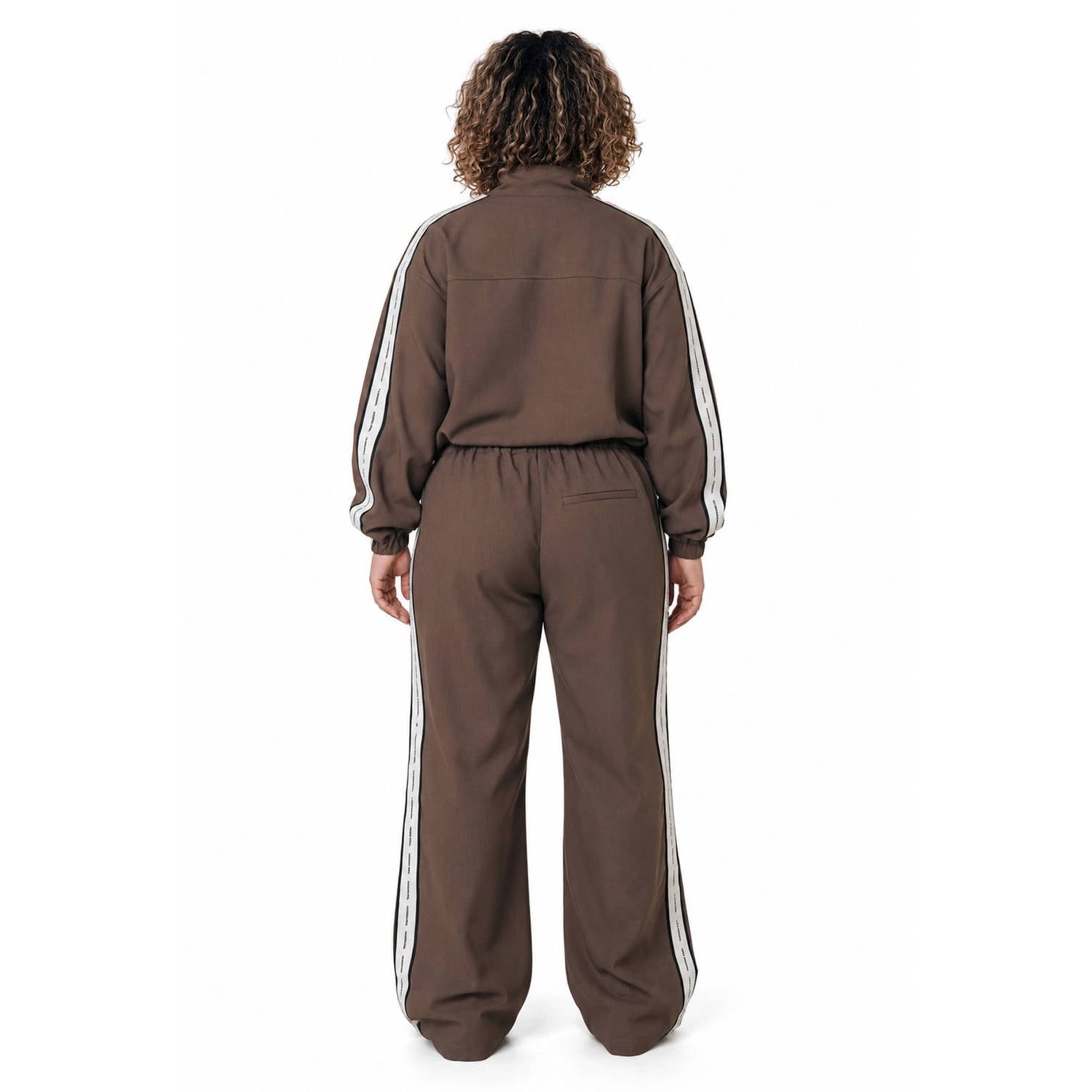 Colourful Rebel Curve wide leg gestreepte broek bruin