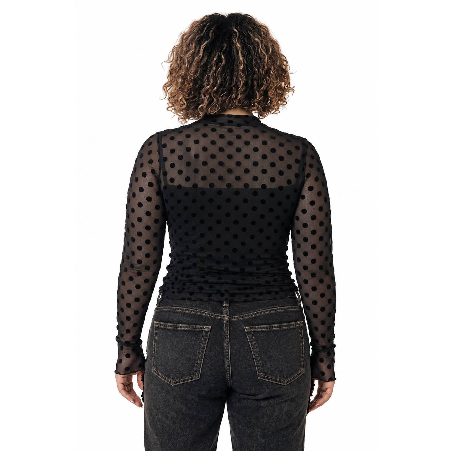 Colourful Rebel Curve top met stippen zwart