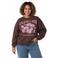 Colourful Rebel Curve Plus Size sweater met print - donkerbruin