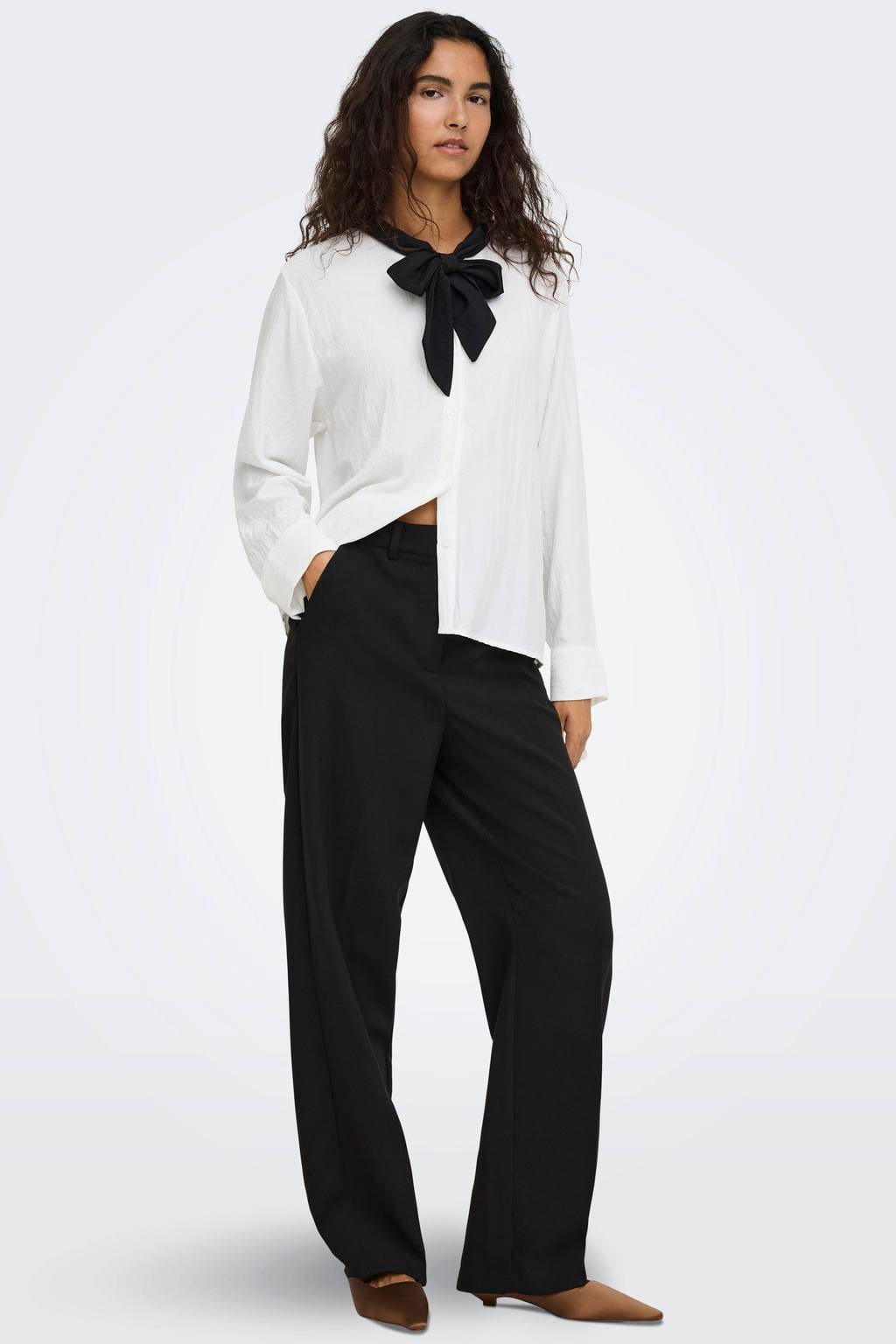 JDY high waist wide leg casual broek - zwart