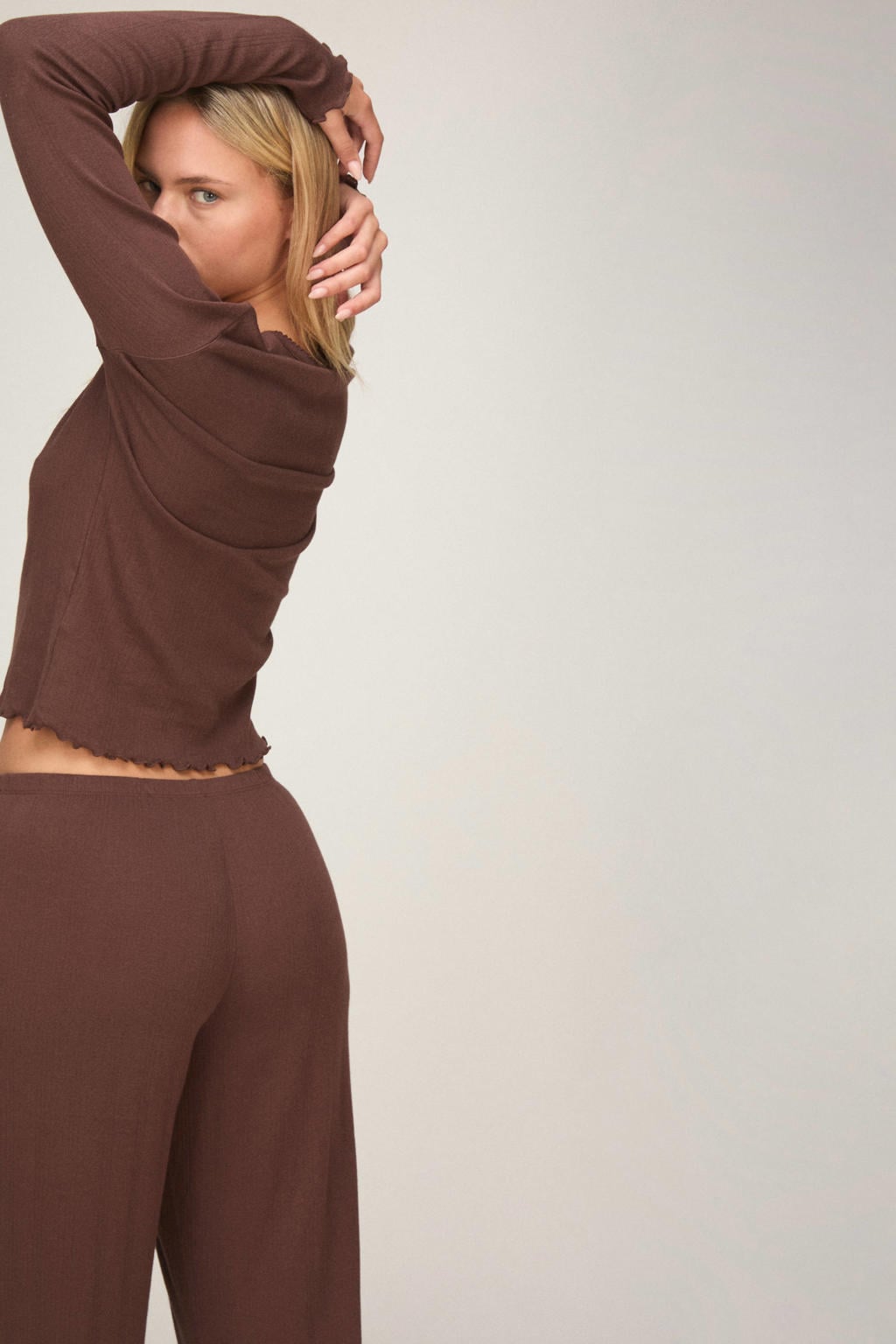 Hunkemöller Pointelle pyjamabroek - bruin