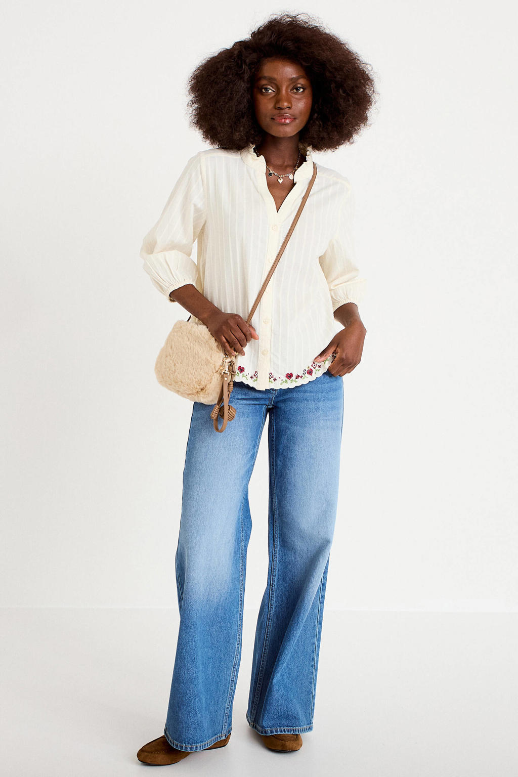 Cache Cache blouse met borduursels - ecru
