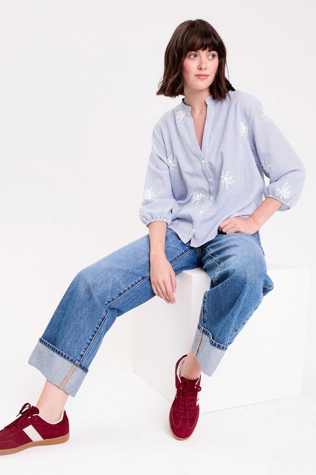Cache Cache gestreepte blouse - lichtblauw