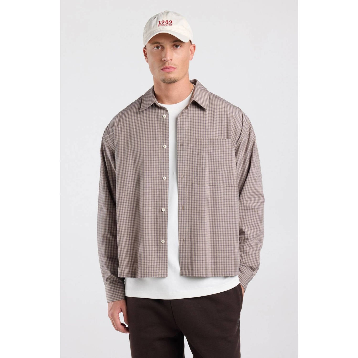 America Today relaxed fit geruit overhemd donkerblauw khaki