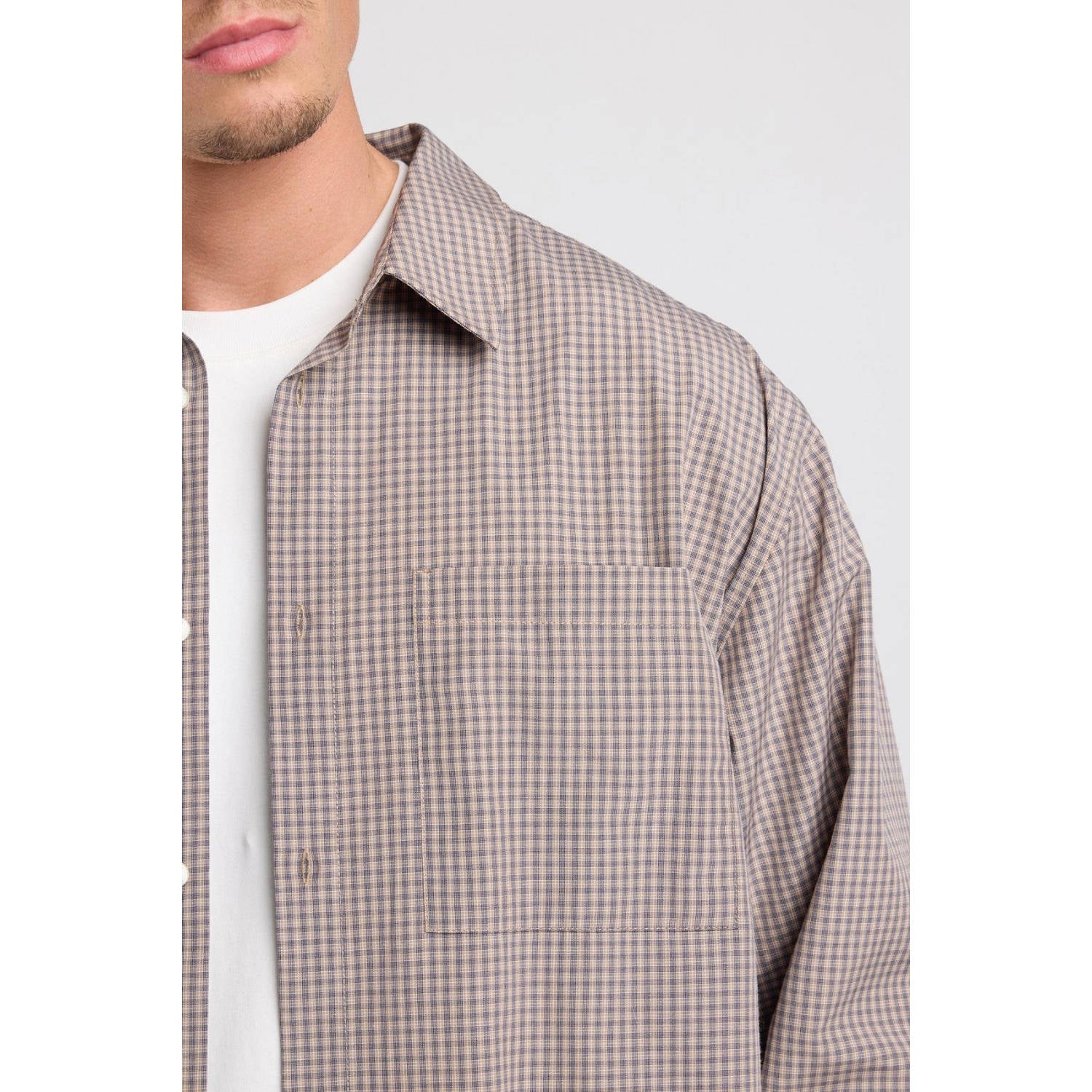 America Today relaxed fit geruit overhemd donkerblauw khaki