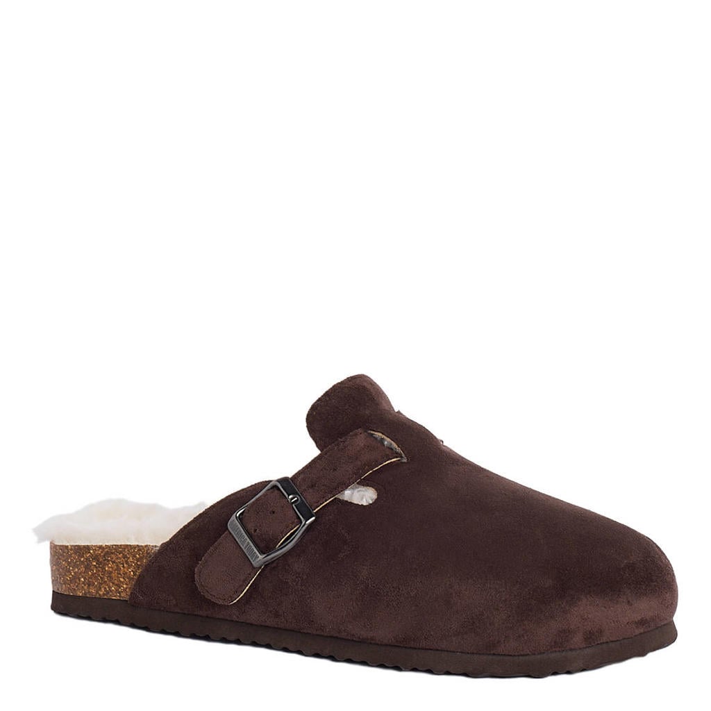 Bruine dames America Today Viv clogs - van 90% polyester/10% elasthaan met gesp