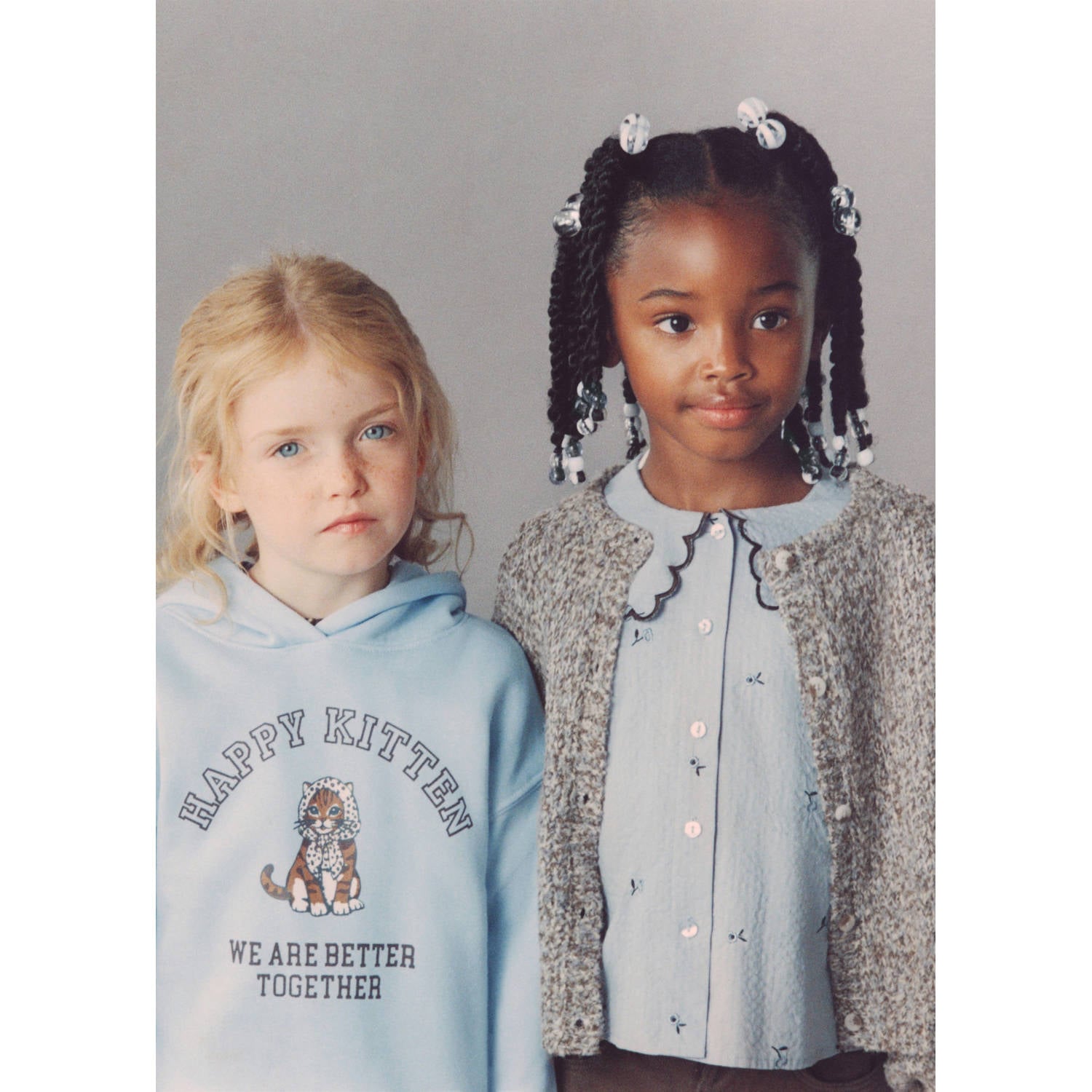 Mango Kids hoodie met tekst lichtblauw