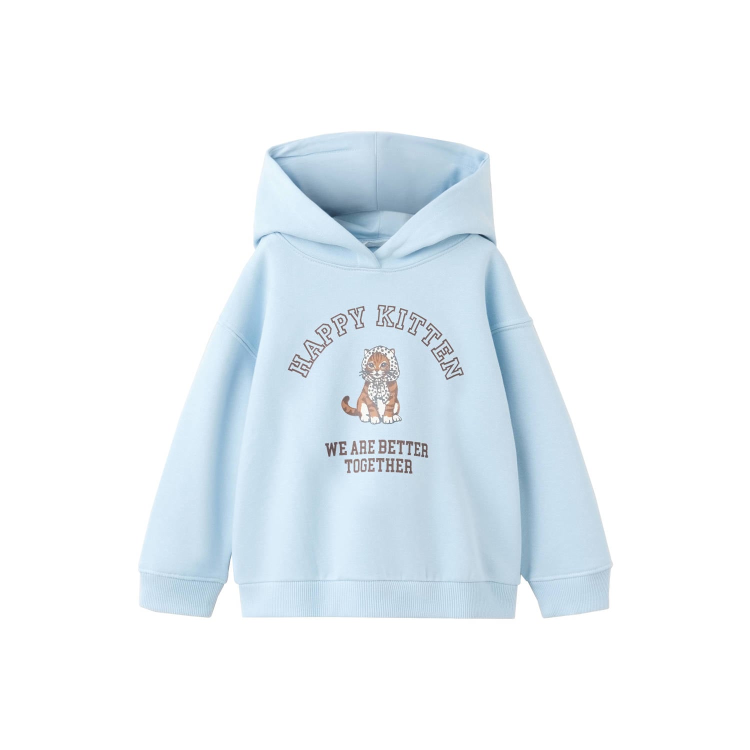 Mango Kids hoodie met tekst lichtblauw