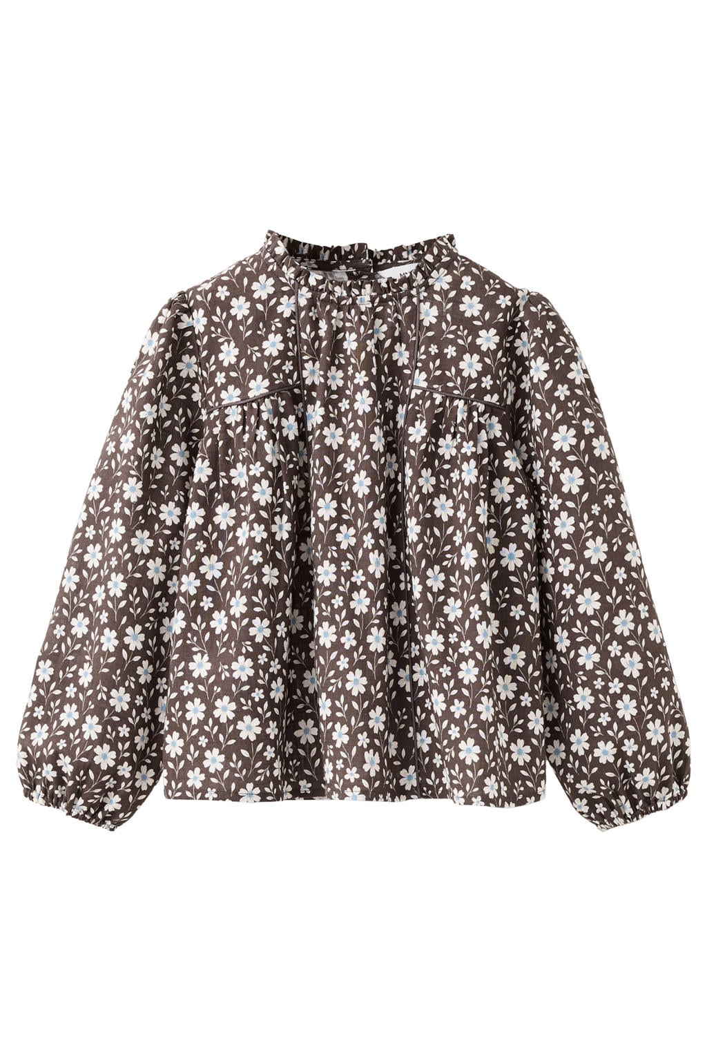 meisjes Mango Kids gebloemde blouse van katoen met lange mouwen, ronde hals en knoopsluiting