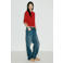 Mango gestreept vest met wol - rood