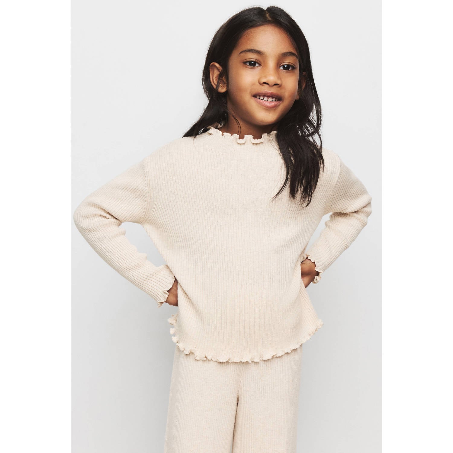 Mango Kids katoenen gebreide trui beige