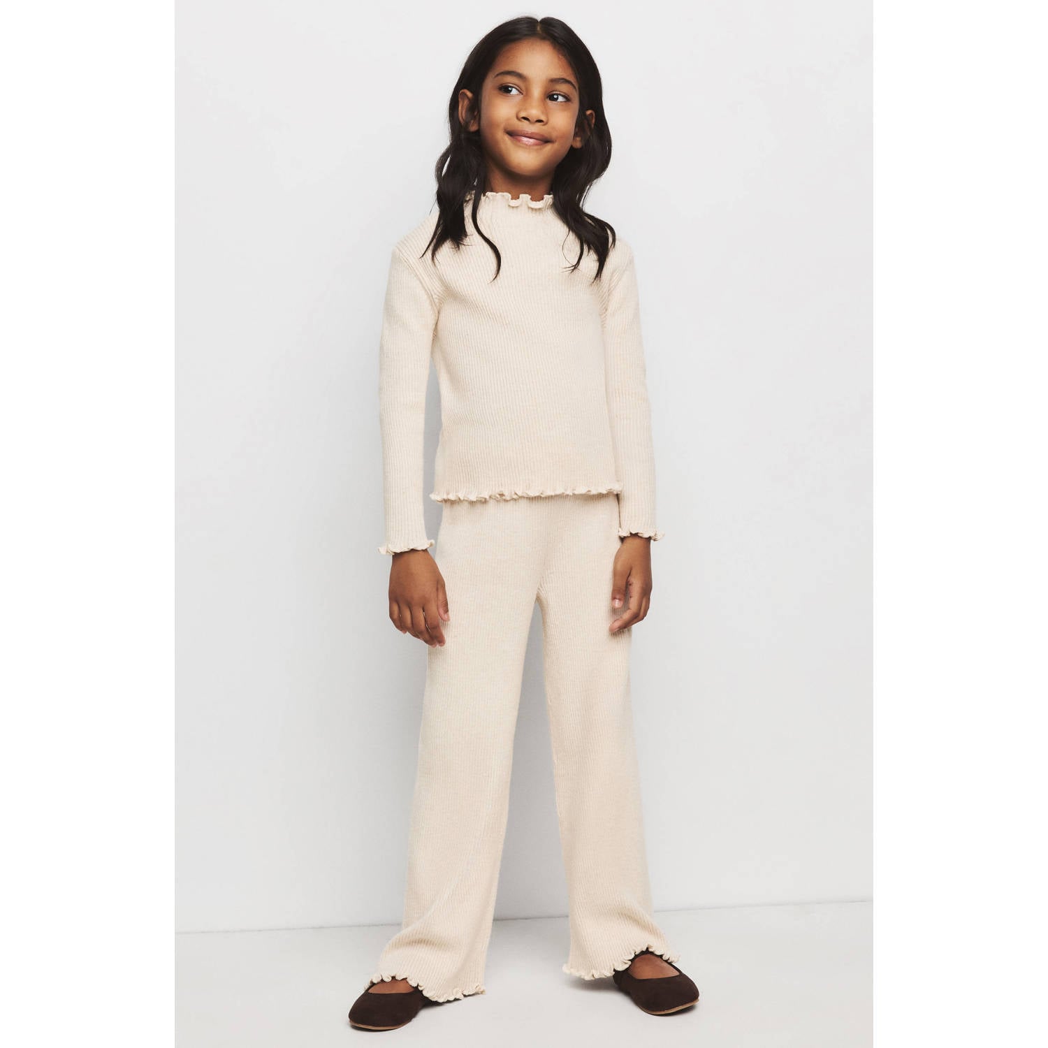 Mango Kids katoenen gebreide trui beige