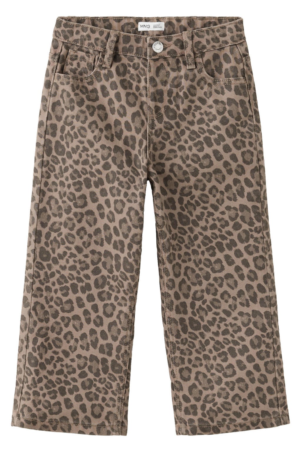 Bruine meisjes Mango Kids regular fit jeans van denim met drukknoopsluiting