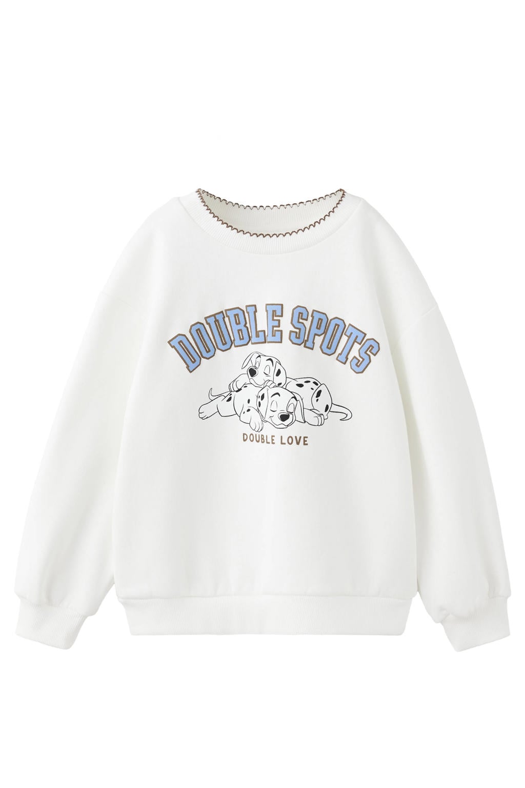 Witte meisjes Mango Kids 101 Dalmatiërs sweater met printopdruk, lange mouwen en geribde boorden