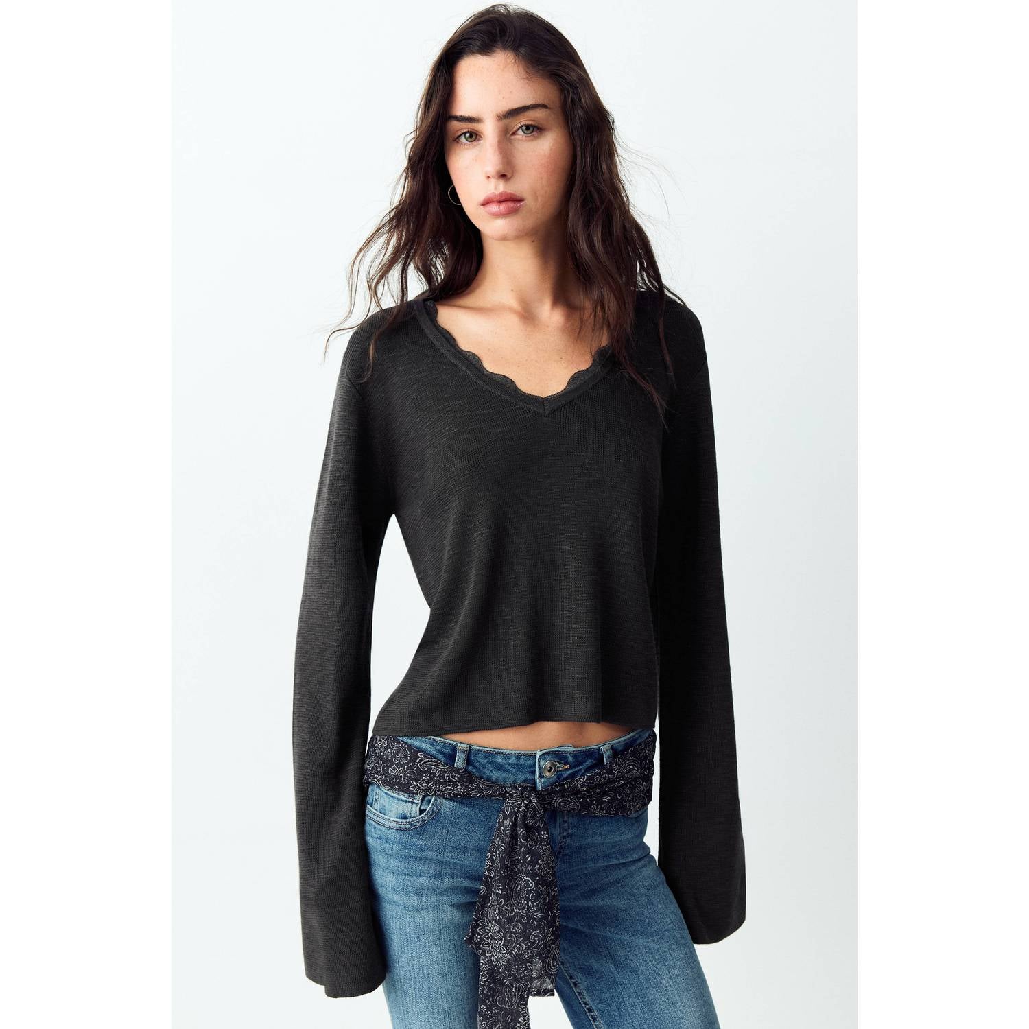 MANGO TEEN gebreide top antraciet