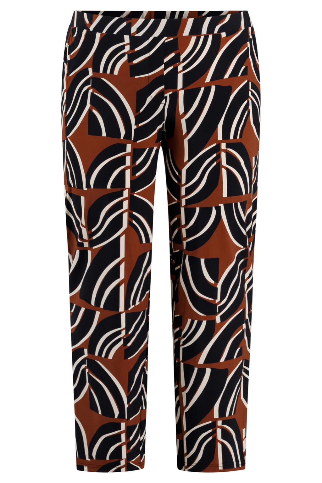 Colletta Plus Size slim fit broek met print - bruin/zwart