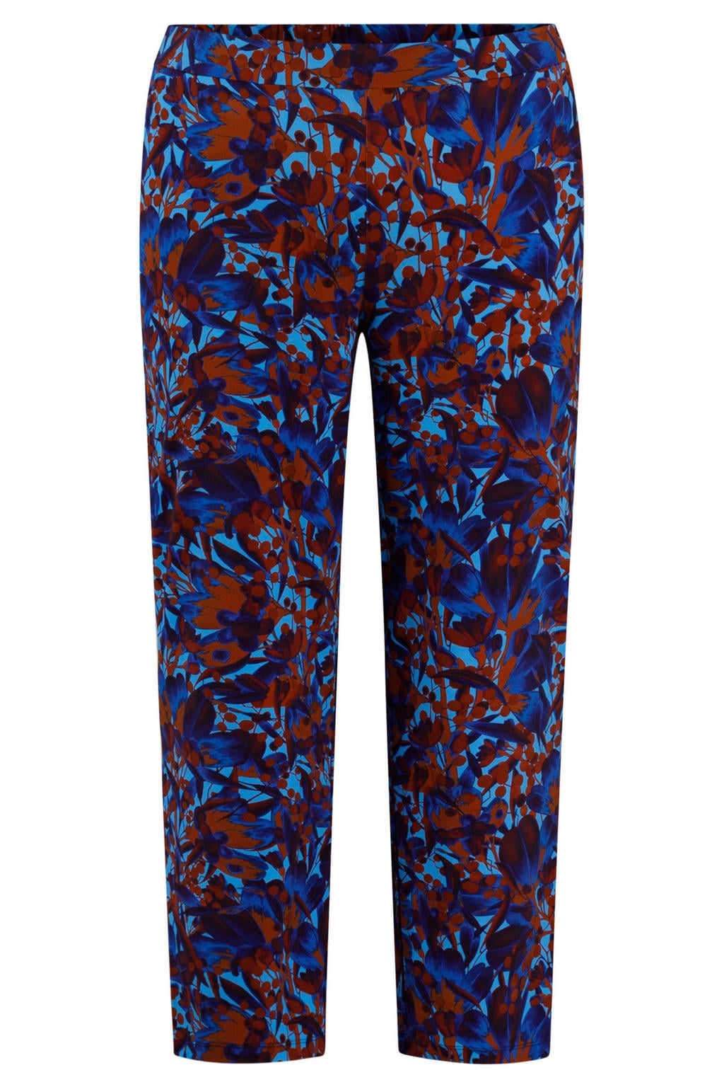 Colletta Plus Size slim fit broek met print - blauw/bruin