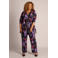 Colletta Plus Size slim fit broek met print - zwart/paars