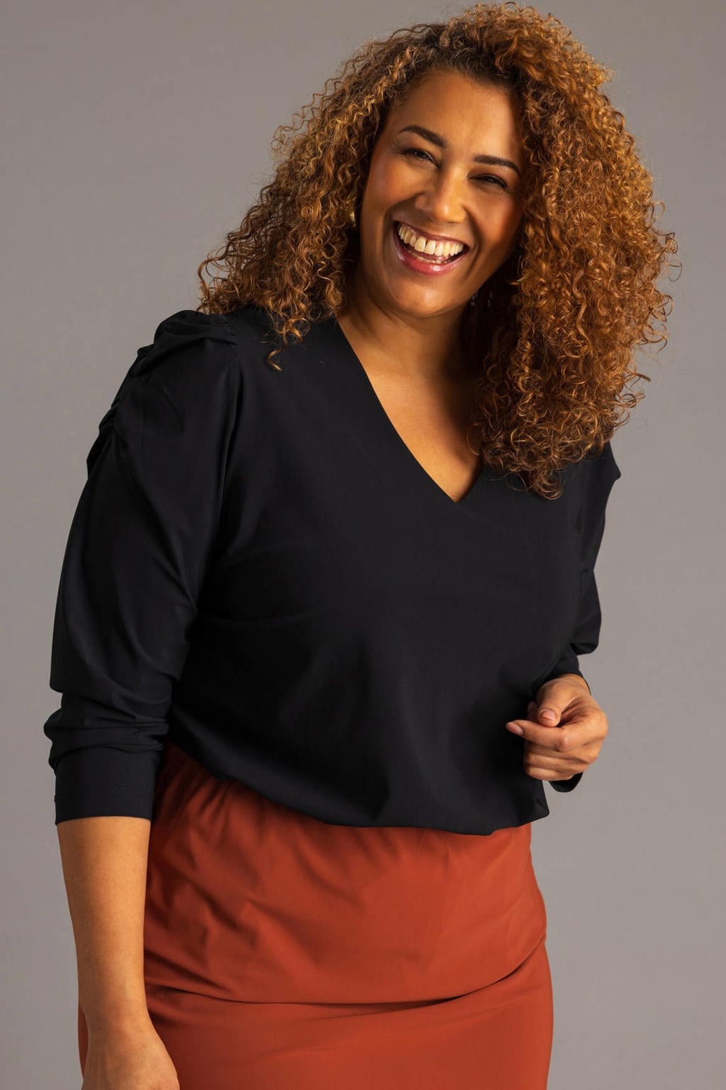Colletta Plus Size top - zwart