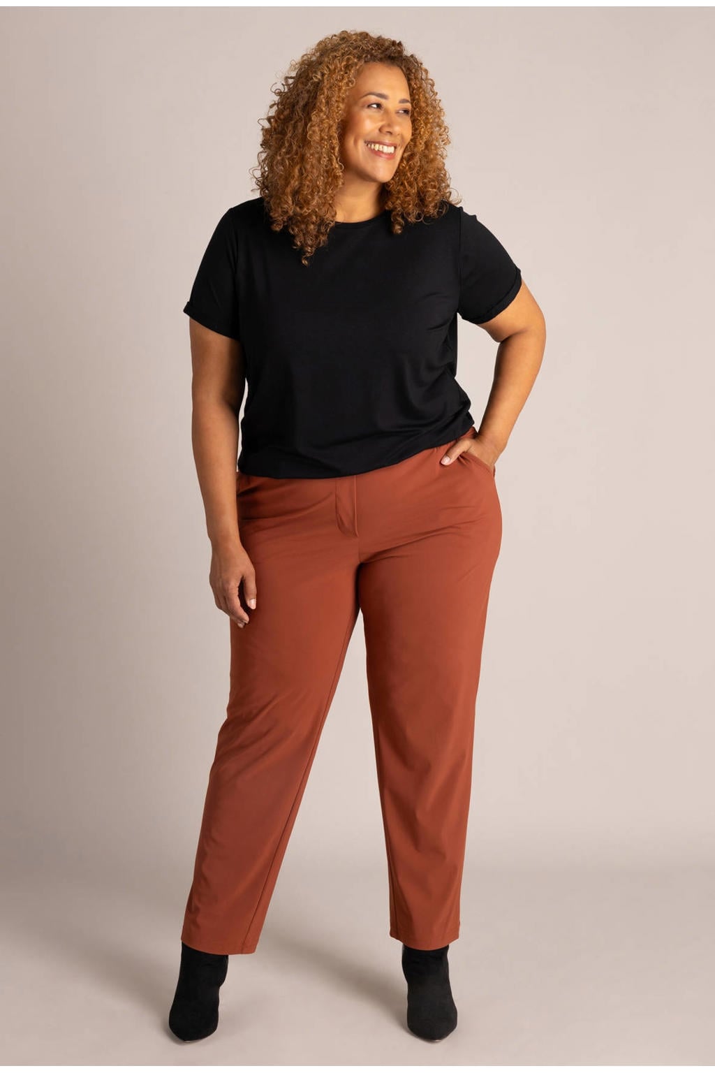 Colletta slim fit broek - bruin