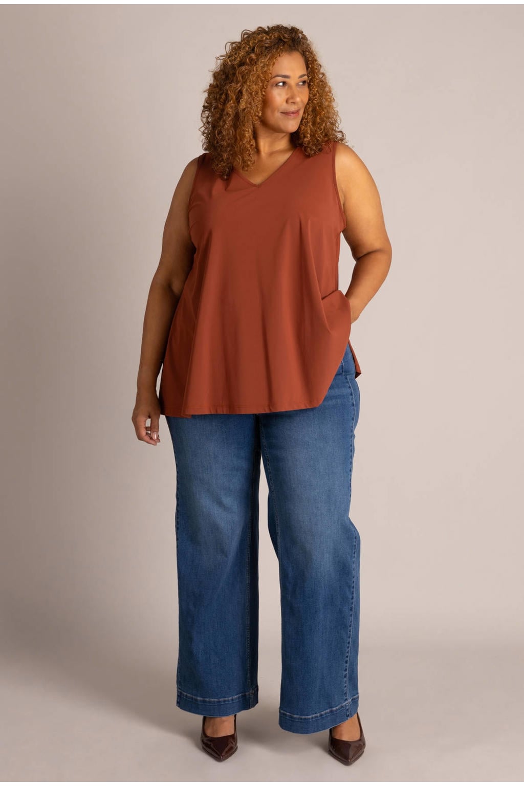 Colletta Plus Size top - bruin