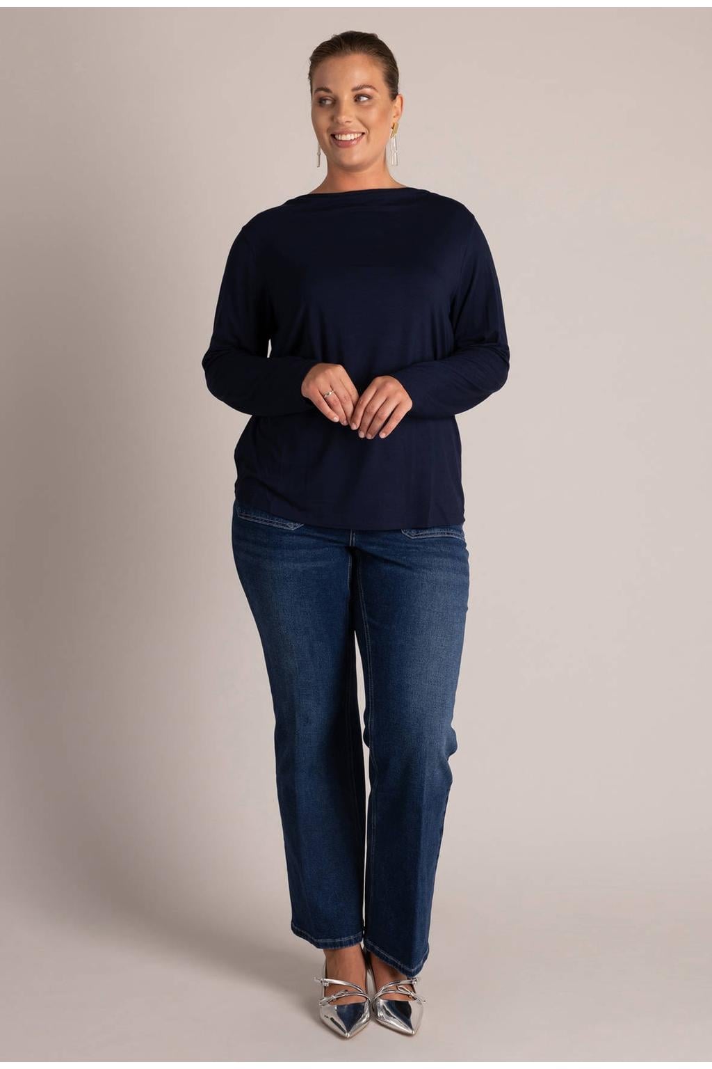 Yest Curve Plus Size flared jeans - dark blue denim