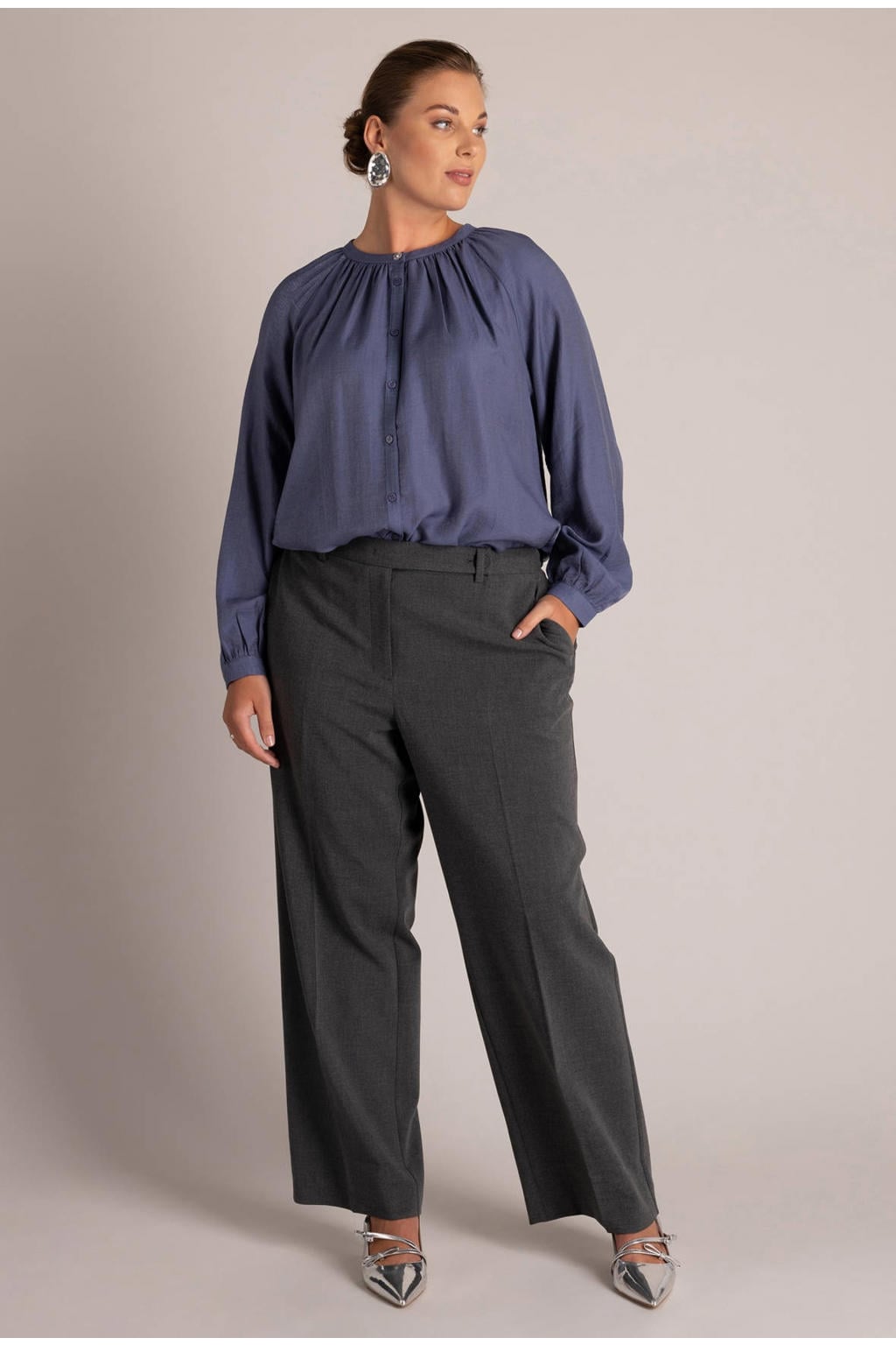 Yest Curve Plus Size blouse - blauw