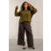 Yest Curve Plus Size wide leg broek met corduroy details - bruin