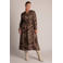 Yest Curve Plus Size maxi A-lijn jurk met ceintuur en print - bruin/groen