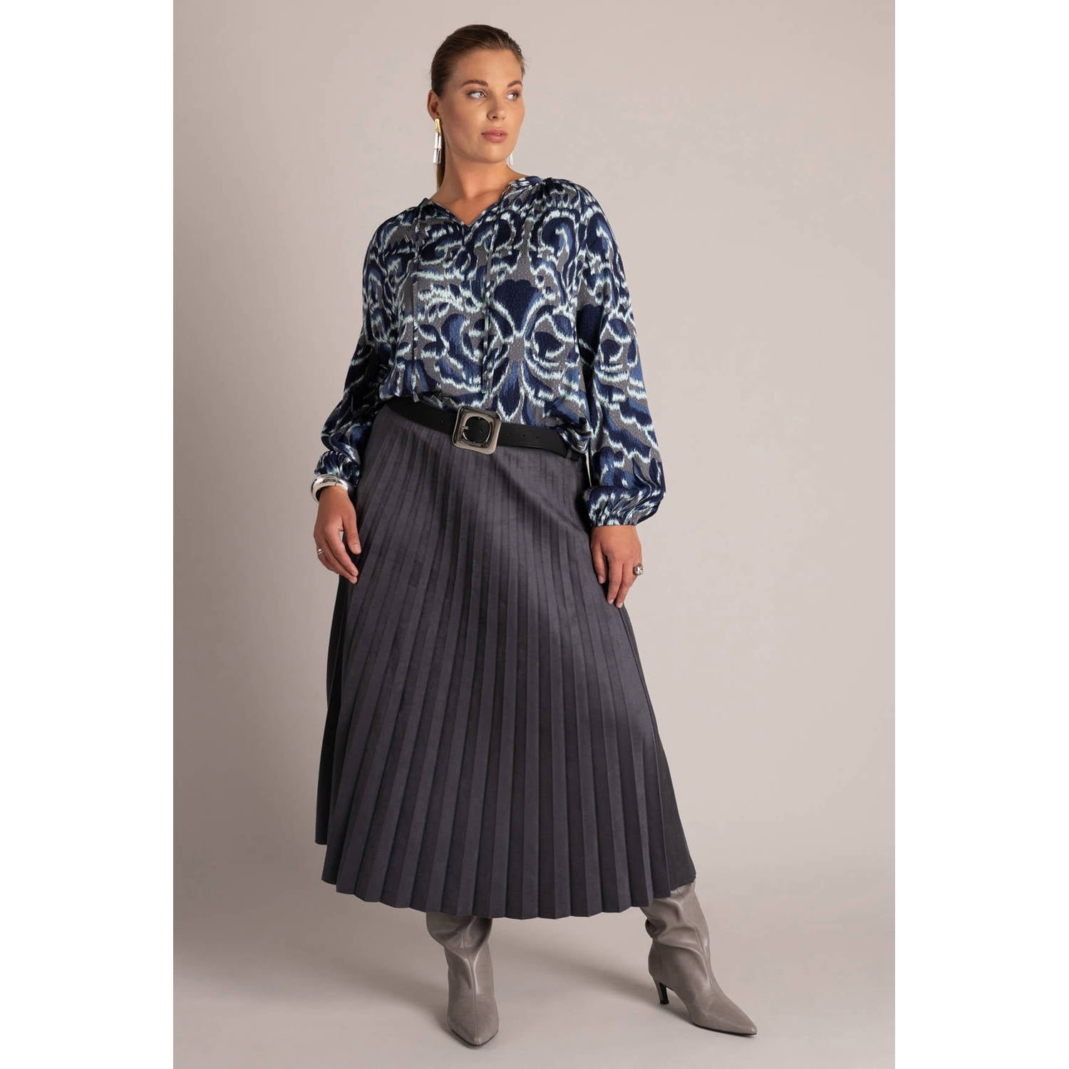 Yest Curve Plus Size top met print blauw