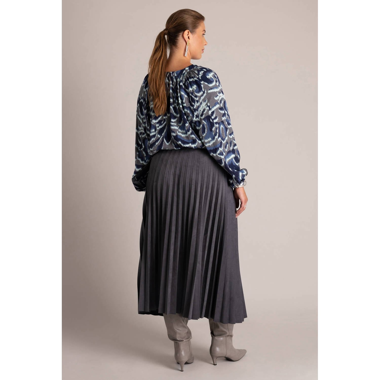 Yest Curve Plus Size top met print blauw