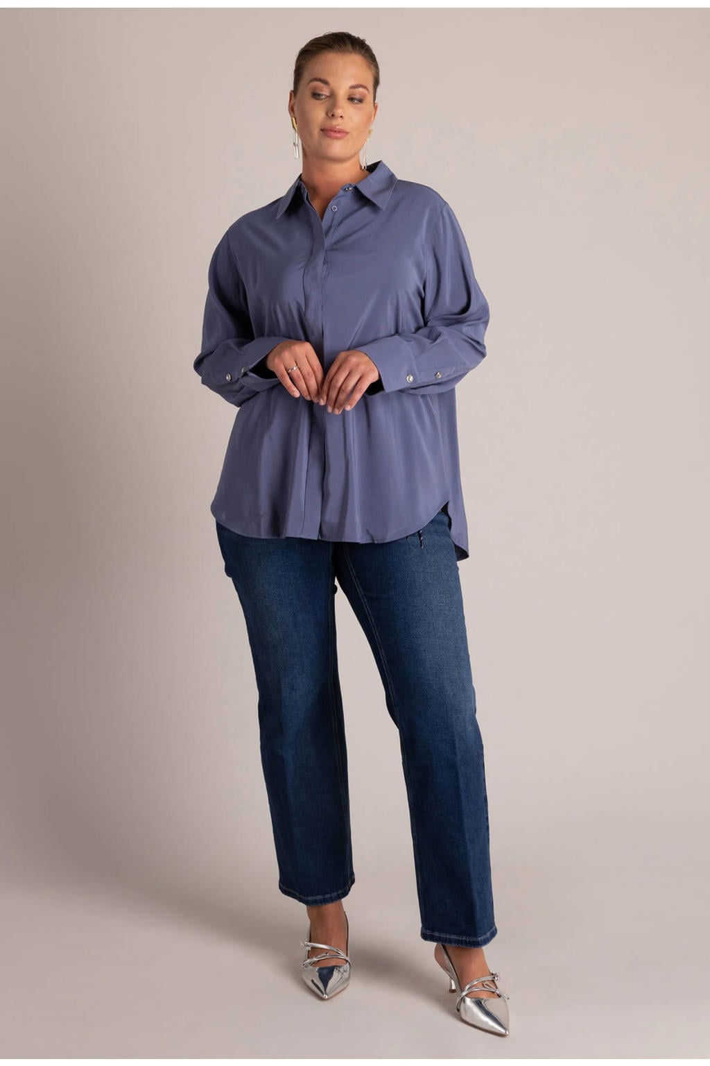 Yest Curve Plus Size blouse - blauw
