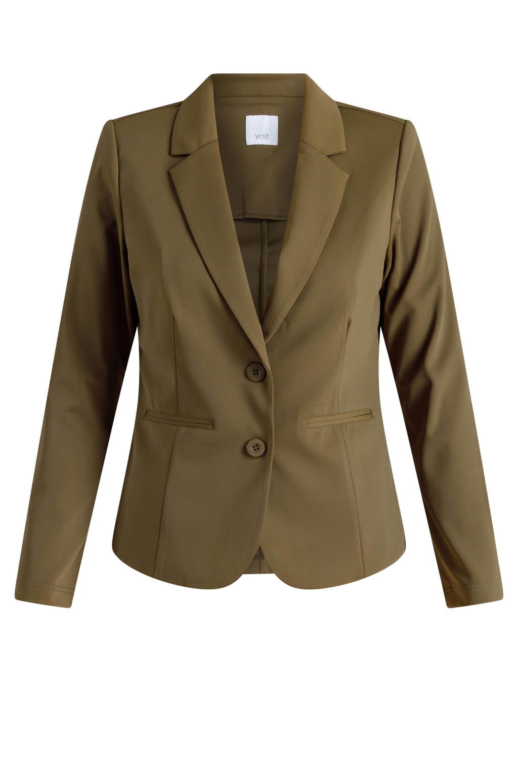 Yest Curve Plus Size travelstof regular fit blazer - olijfgroen