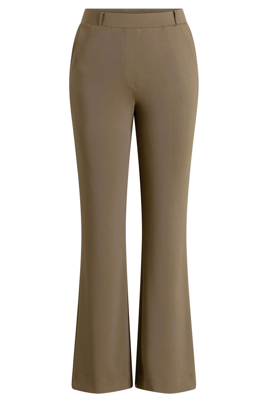 Yest Curve Plus Size travelstof flared broek - olijfgroen