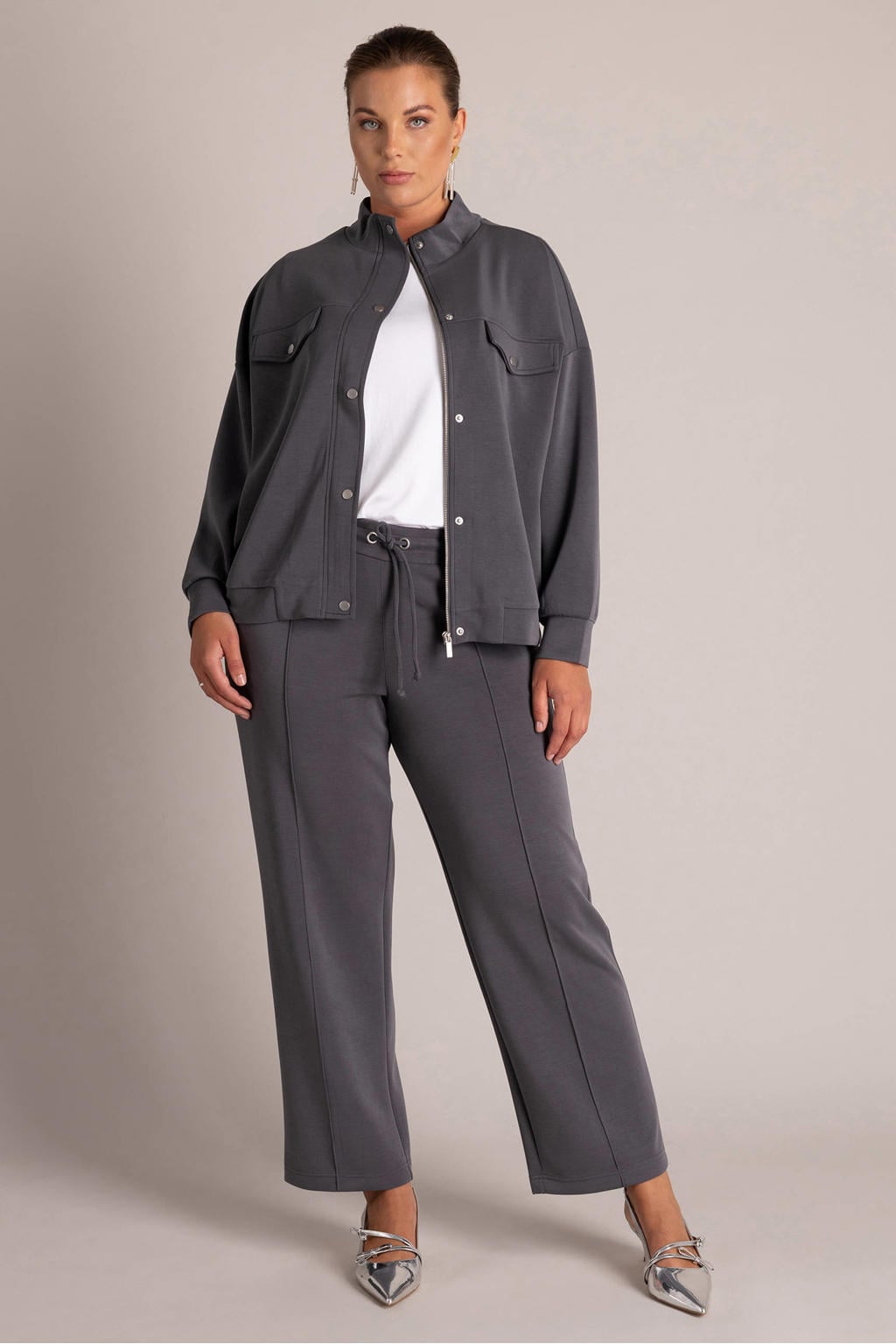 Yest Curve Plus Size jas - grijs