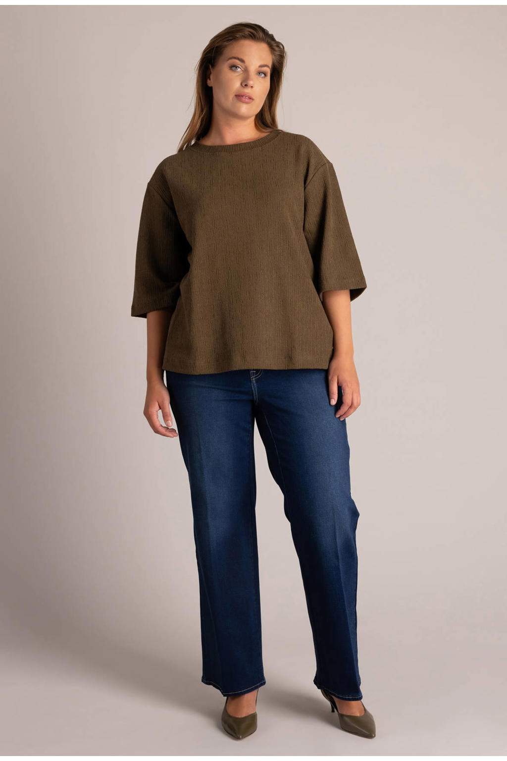 Yest Curve Plus Size top - olijfgroen